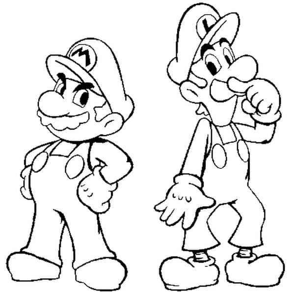 Coloriage Nintendo Super Mario et Luigi Hugolescargot  - coloriage mario et luigi