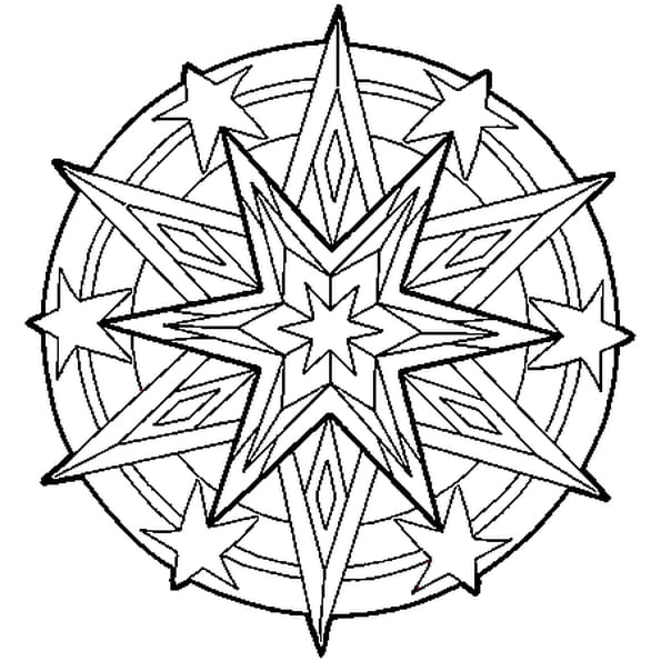 MANDALA ÉTOILE  Coloriage Mandala étoile en Ligne Gratuit a imprimer